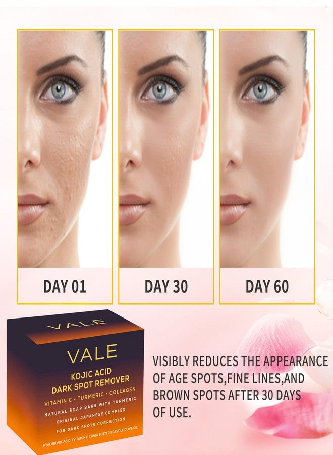 VALE Kojic Acid & Turmeric Soap Bars (1-Pack) – Natural Dark Spot Remover & Original Japanese Complex with Vitamin C, E, Collagen, Hyaluronic Acid, Retinol, Olive Oil & Shea Butter(Citrus) - Image 3